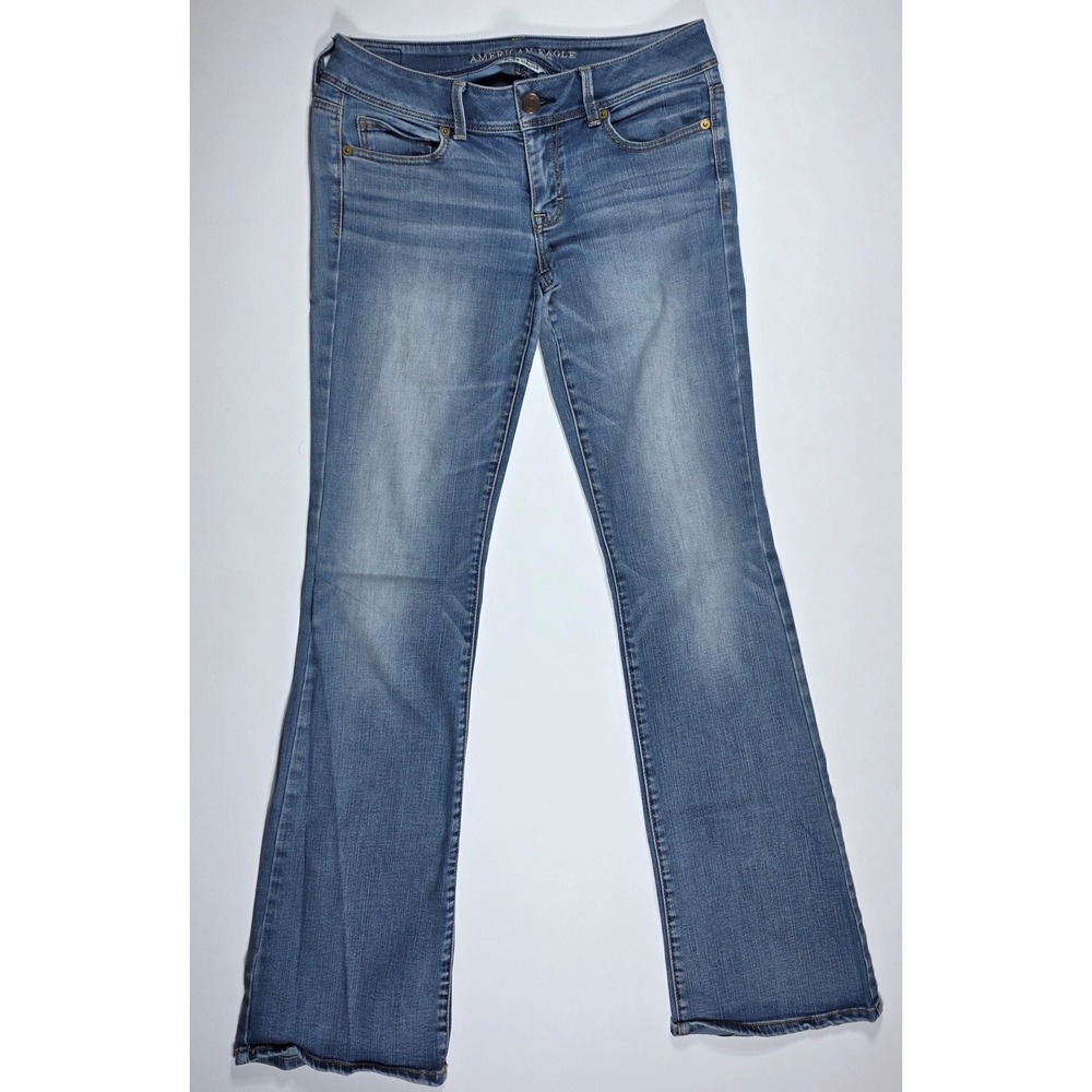 American Eagle Super Stretch Kick Bootcut Jeans Blue Wash Size 8 Long